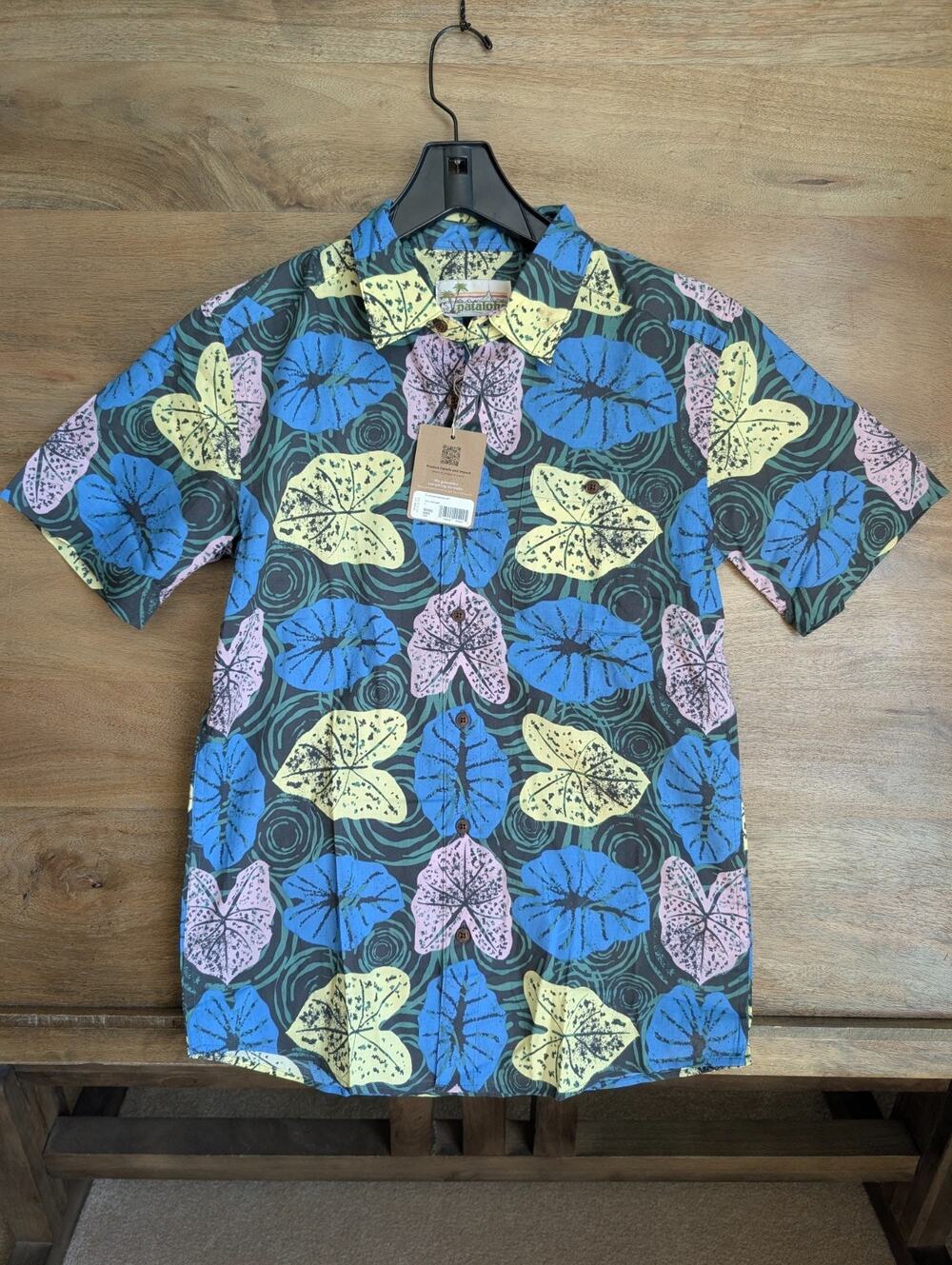 NWT Patagonia Malihini Pataloha Shirt Mens Small Multi Taro Leaf Tropical Print